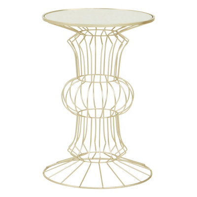 Orsina Practical Light Gold Finish Frame Table, Compact Side Table For ...