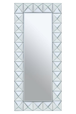 Orsina Pyramid Edged Rectangle Wall Mirror, Decorative Full Size Mirror ...