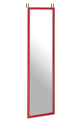Orsina Red Plastic Frame Over Door Mirror, Durable 124x34cm Full-Length Mirror for Bedroom or Bathroom