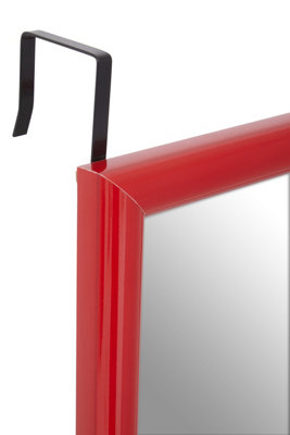 Orsina Red Plastic Frame Over Door Mirror, Durable 124x34cm Full-Length Mirror for Bedroom or Bathroom