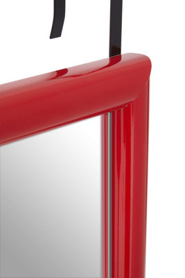 Orsina Red Plastic Frame Over Door Mirror, Durable 124x34cm Full-Length Mirror for Bedroom or Bathroom