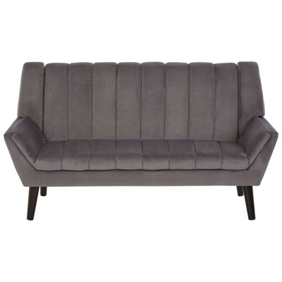 Orsina Refined 2 Seat Grey Sofa, Velvet Upholstered Mid Century Sofa ...