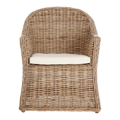 Orsina Rounded Back Natural Rattan Chair For Patio,Modern Chair With ...