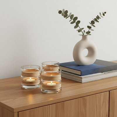 Orsina Set of 3 Natural Glass Tealight Holders, Decorative Tea Light ...