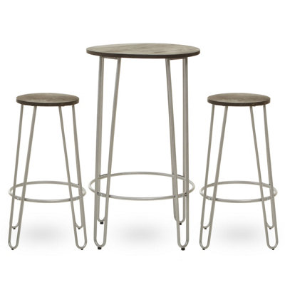 Orsina Set of 3 Silver Frame Bar Table Stool Set , Hairpin Stool for ...