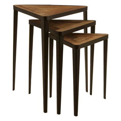 ORSINA SET OF 3 TRIANGULAR TABLES,LUXE BEDSIDE TABLES,WOODEN TRIANGULAR ...