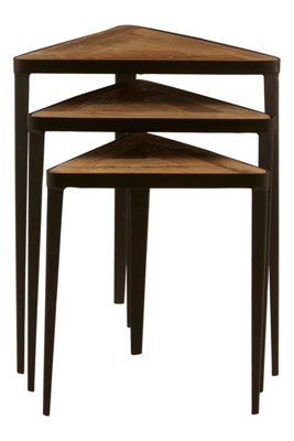 Orsina Set Of 3 Triangular Tables,Luxe Bedside Tables,Wooden Triangular ...