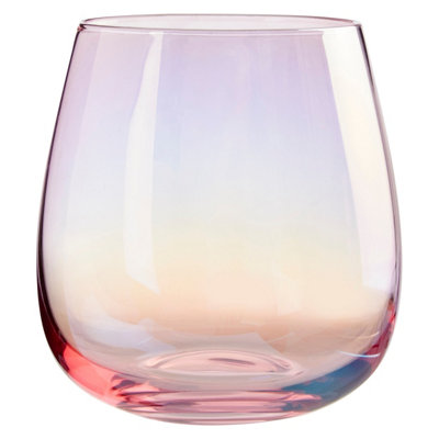 Orsina Set of 4 Translucent Pink Glass Tumbler, Glassware Drinking ...
