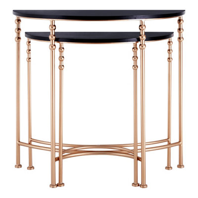 Orsina Set of Two Half Round Console Tables, Boutique Style Rose Gold ...