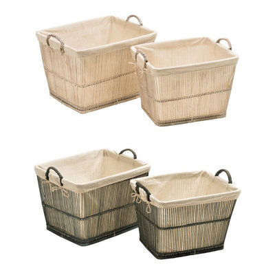 Orsina Set Of Two Rustic White Washed Storage Baskets