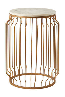 Orsina Shalimar Marble Round Side Table With Wireframe Base