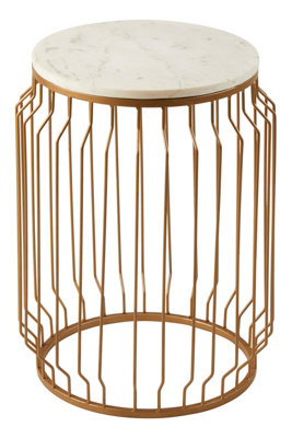 Orsina Shalimar Marble Round Side Table With Wireframe Base
