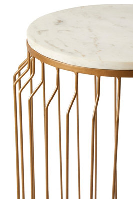 Orsina Shalimar Marble Round Side Table With Wireframe Base