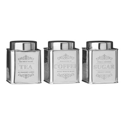 Orsina Silver Tea, Coffee And Sugar Canister Set, Stylish Embossed