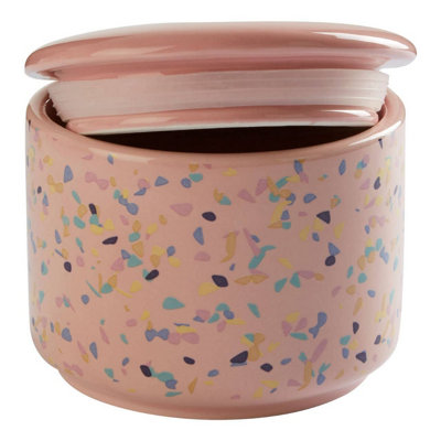 Orsina Small Pink Terrazzo Storage Canister,Kitchen Canister With ...