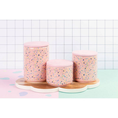 Orsina Small Pink Terrazzo Storage Canister,Kitchen Canister With ...