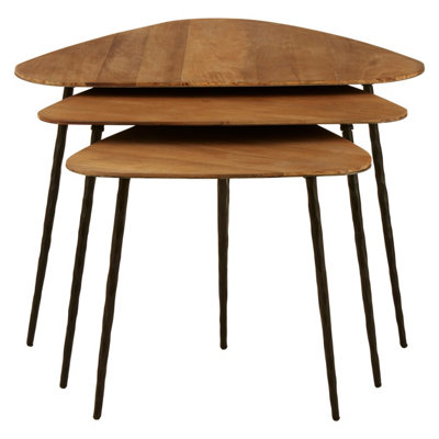 Orsina Textured Wooden Triangular Tables,Set of 3 End Tables,Compact ...