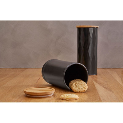 Orsina Trendy Black Stoneware Canister With Airtight Lid,Functional ...