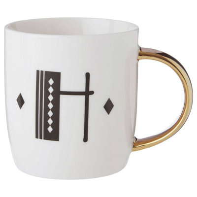 Orsina Trendy Diamond Deco H Letter Monogram Mug, Modern Design Travel ...