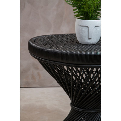 Orsina Twist Design Black Finished Twisted Table, Sustainable Rattan ...