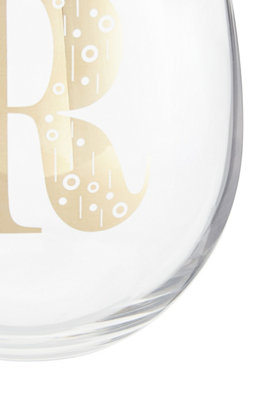 Orsina Versatile Letter R Curved Tumbler, Comfortable Grip Tumbler For Parties, Easy Sipping Restaurant Tumbler