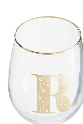 Orsina Versatile Letter R Curved Tumbler, Comfortable Grip Tumbler For Parties, Easy Sipping Restaurant Tumbler