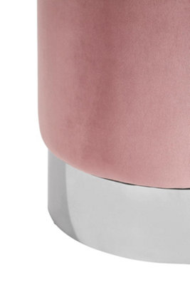 Orsina Vogue Pink Velvet Round Stool