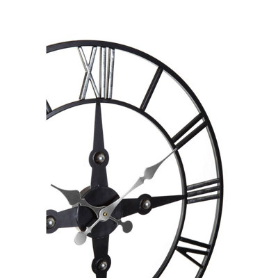 Orsina Wall Clock With Silver Roman Numerals, 59cm Analogue Clock With ...