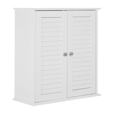 Orsina White Wood 2 Door Wall Cabinet, Decorative Wall Cabinet With ...