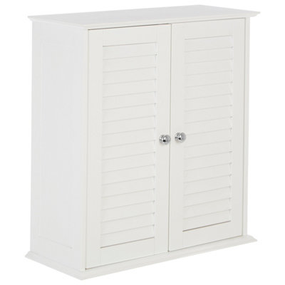 Orsina White Wood 2 Door Wall Cabinet, Decorative Wall Cabinet With ...