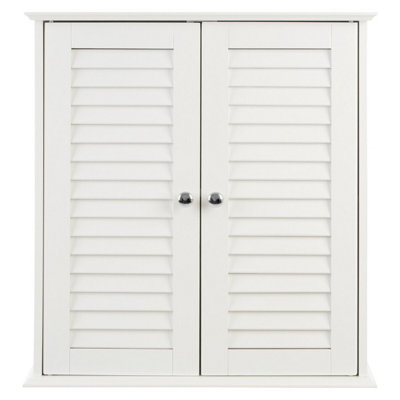 Orsina White Wood 2 Door Wall Cabinet, Decorative Wall Cabinet With ...