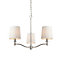 Orsino Bright Nickel with Vintage White Faux Silk Shade 3 Light Ceiling Pendant