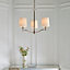 Orsino Bright Nickel with Vintage White Faux Silk Shade 3 Light Ceiling Pendant