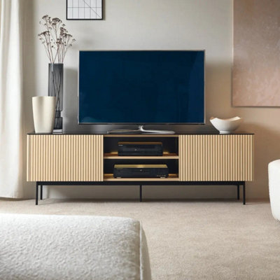 ORTA TV CABINET 180CM - OAK VINCENZA & BLACK MODERN MEDIA UNIT