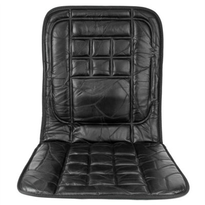 ORTHOPAEDIC LEATHER CAR FRONT SEAT PAIR COVER BACK SUPPORT CUSHION COVERS BLACK