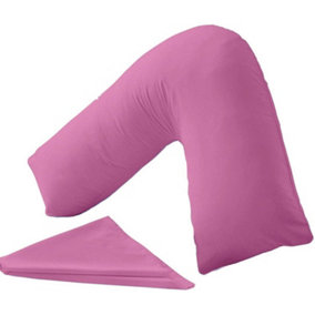 Orthopaedic V-Shaped Pillow Extra Cushioning Support For Head, Neck & Back (Fuchsia, V-Pillow With Cover