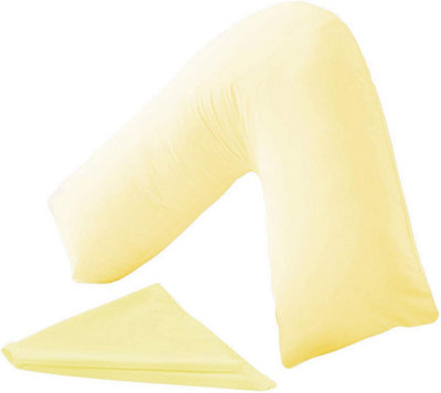 Orthopaedic V-Shaped Pillow Extra Cushioning Support For Head, Neck & Back Lemon, V-Pillow With Cover