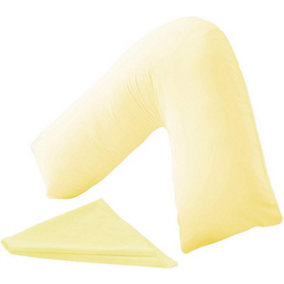 Orthopaedic V-Shaped Pillow Extra Cushioning Support For Head, Neck & Back Lemon, V-Pillow With Cover