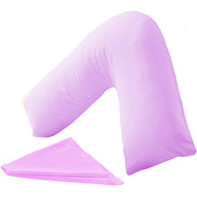 Orthopaedic V-Shaped Pillow Extra Cushioning Support For Head, Neck & Back (Lilac, V-Pillow With Cover