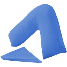 Orthopaedic V-Shaped Pillow Extra Cushioning Support For Head, Neck & Back (Mid Blue, V-Pillow With Cover