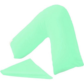 Orthopaedic V-Shaped Pillow Extra Cushioning Support For Head, Neck & Back (Mint Green, V-Pillow With Cover)