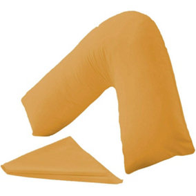 Orthopaedic V-Shaped Pillow Extra Cushioning Support For Head, Neck & Back (Mustard, V-Pillow With Cover