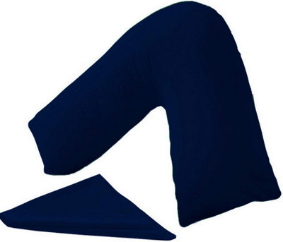 Orthopaedic V-Shaped Pillow Extra Cushioning Support For Head, Neck & Back (Navy, V-Pillow With Cover