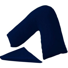 Orthopaedic V-Shaped Pillow Extra Cushioning Support For Head, Neck & Back (Navy, V-Pillow With Cover