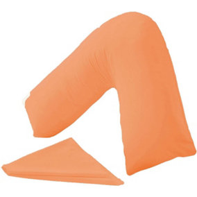 Orthopaedic V-Shaped Pillow Extra Cushioning Support For Head, Neck & Back (Peach, V-Pillow With Cover