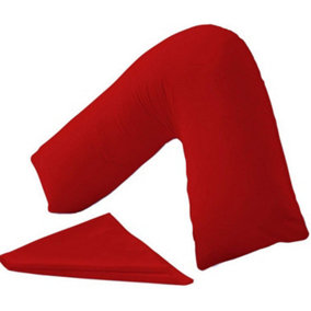 Orthopaedic V-Shaped Pillow Extra Cushioning Support For Head, Neck & Back (Red, V-Pillow With Cover