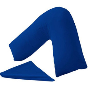 Orthopaedic V-Shaped Pillow Extra Cushioning Support For Head, Neck & Back (Royal Blue, V-Pillow With Cover