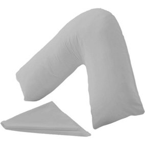 Orthopaedic V-Shaped Pillow Extra Cushioning Support For Head, Neck & Back (Silver, V-Pillow With Cover