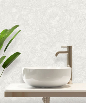 Orvieto Marble Heavyweight Wallpaper  - Ice White