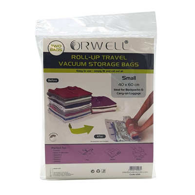 Orwell Roll-Up Travel Vacuum Storage Bags Small 40 x 60cm 2pk - Wilsons -  Import, distribution and wholesale of branded household, hardware and DIY  products
